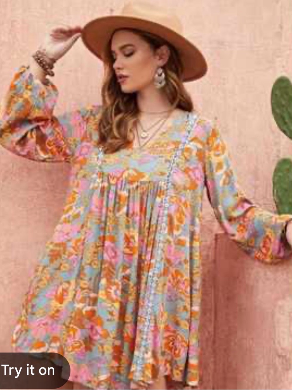 entro Floral Mini Dress in Pink & Orange